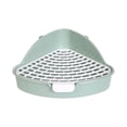 thumbnail image 1 of Caja de arena para conejos, caja de cama triangular con rejilla, caja de inodoro esquinera para conejos, bandeja para mascotas Verde, 1 of 9