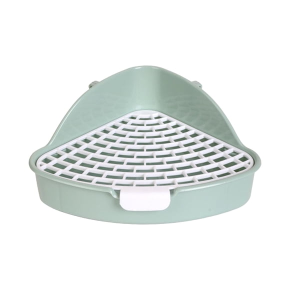 Caja de arena para conejos, caja de cama triangular con rejilla, caja de inodoro esquinera para conejos, bandeja para mascotas Verde