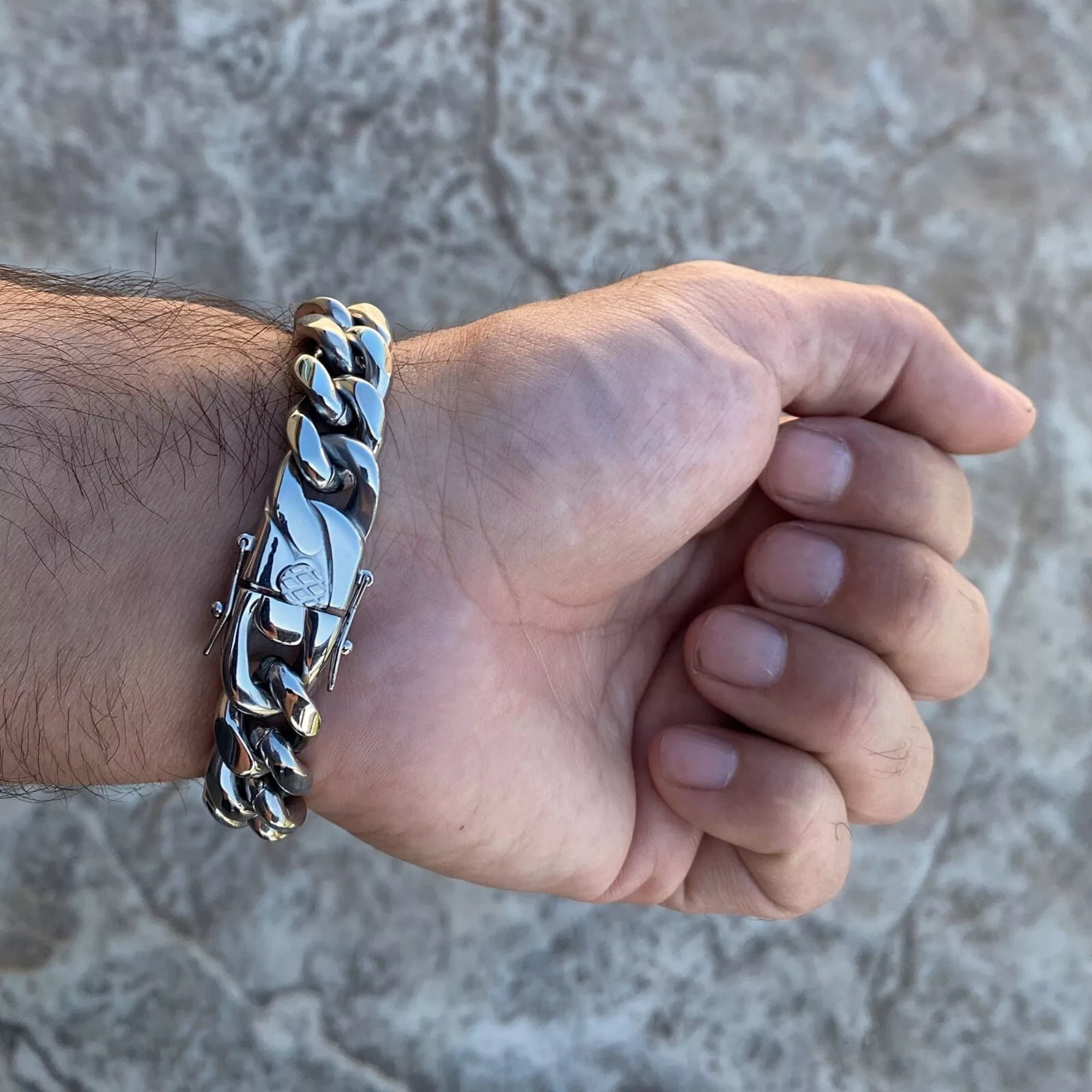 RapzGz Men’s 14mm Cuban Link Bracelet, Durable 18K Gold/Black/Rainbow/Silver Tone Stainless Steel Bracelet for Men & Women, Hip Hop Bracelets Chain, 8"-9.5" Ideal Gift for Him & Her.
