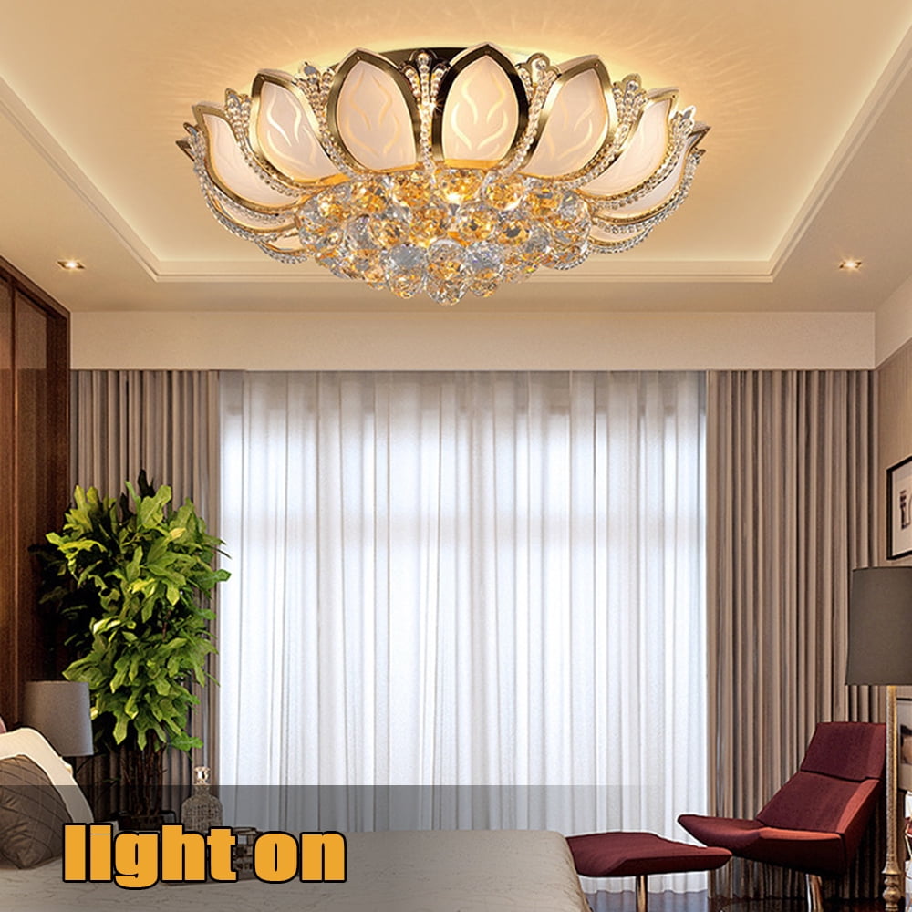 Wildnix Elegant Ceiling Lights with Crystal Leaves and Gold Finish, Powerful Lighting, Easy to Install, Ideal for Living Rooms and Bedrooms