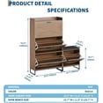 thumbnail image 3 of Historyli Farmhouse Shoe Cabinet with Bench,4 Flip Drawers Storage Shoes Organizer Narrow Hidden Shoe Rack Cabinet for Hallway,Closet,Living,Walnut, 3 of 7