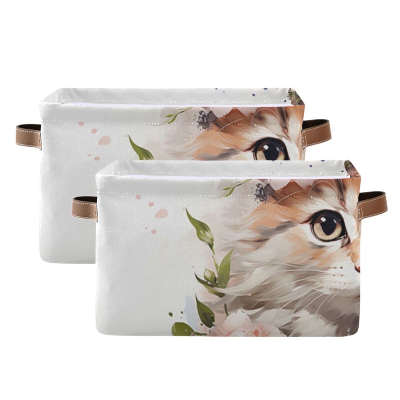 Cat Flowers Floral Storage Bins Baskets With Handles Storage Box Clothes Organizer Organization Toys