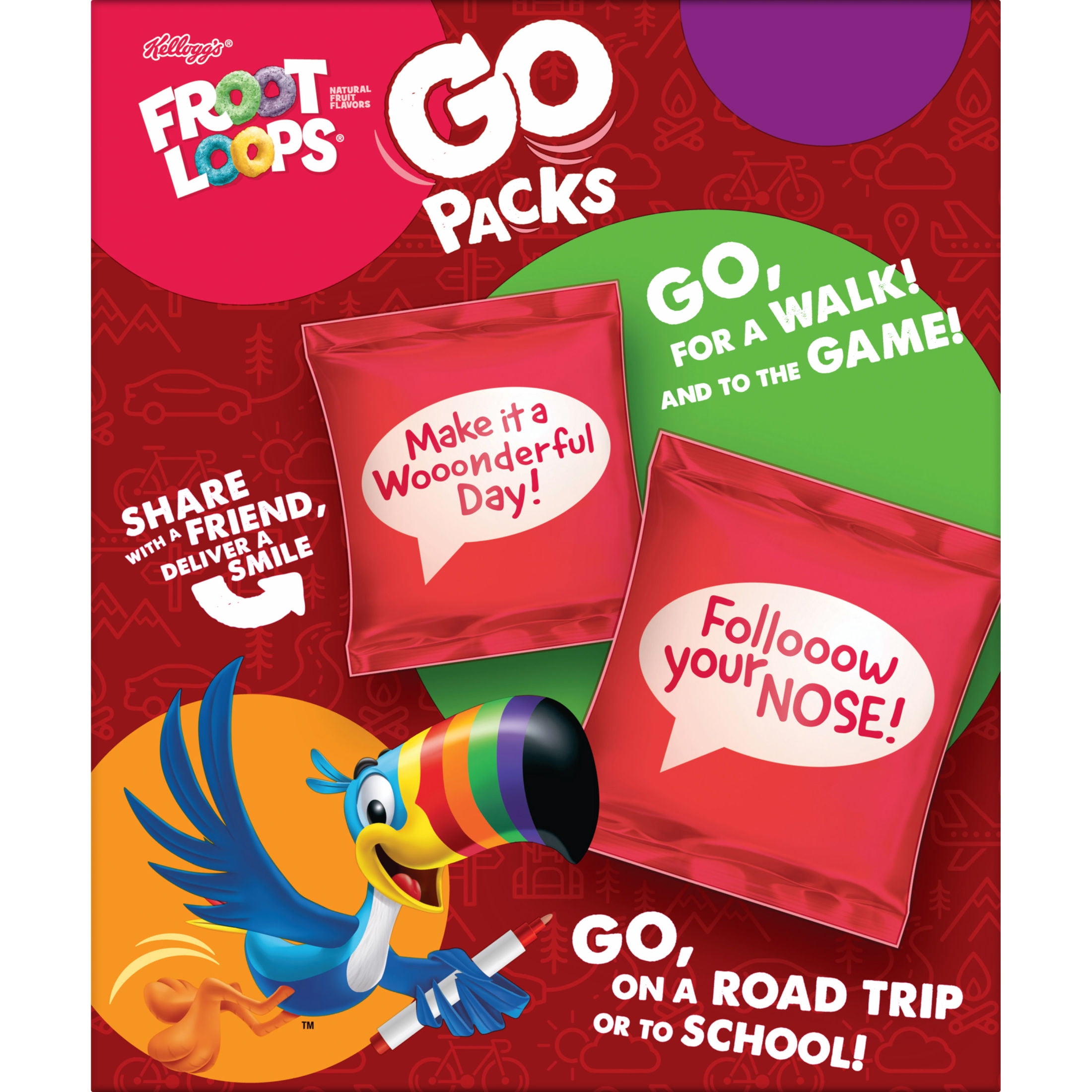Kellogg's Froot Loops Go Packs Original Cereal, Kids Snacks, 9.5 oz, 10 Count