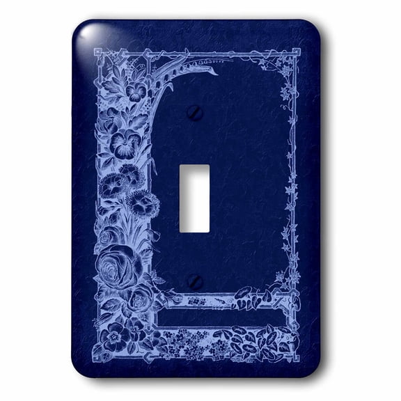 3dRose, Monotone floral trellis design in negative on a cobalt blue damask background, single toggle switch