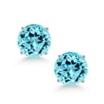 thumbnail image 2 of Gem Stone King 14K White Gold Screwback Stud Earrings for Women Men 2.00 Ct Round 6mm Swiss Blue Topaz, 2 of 5