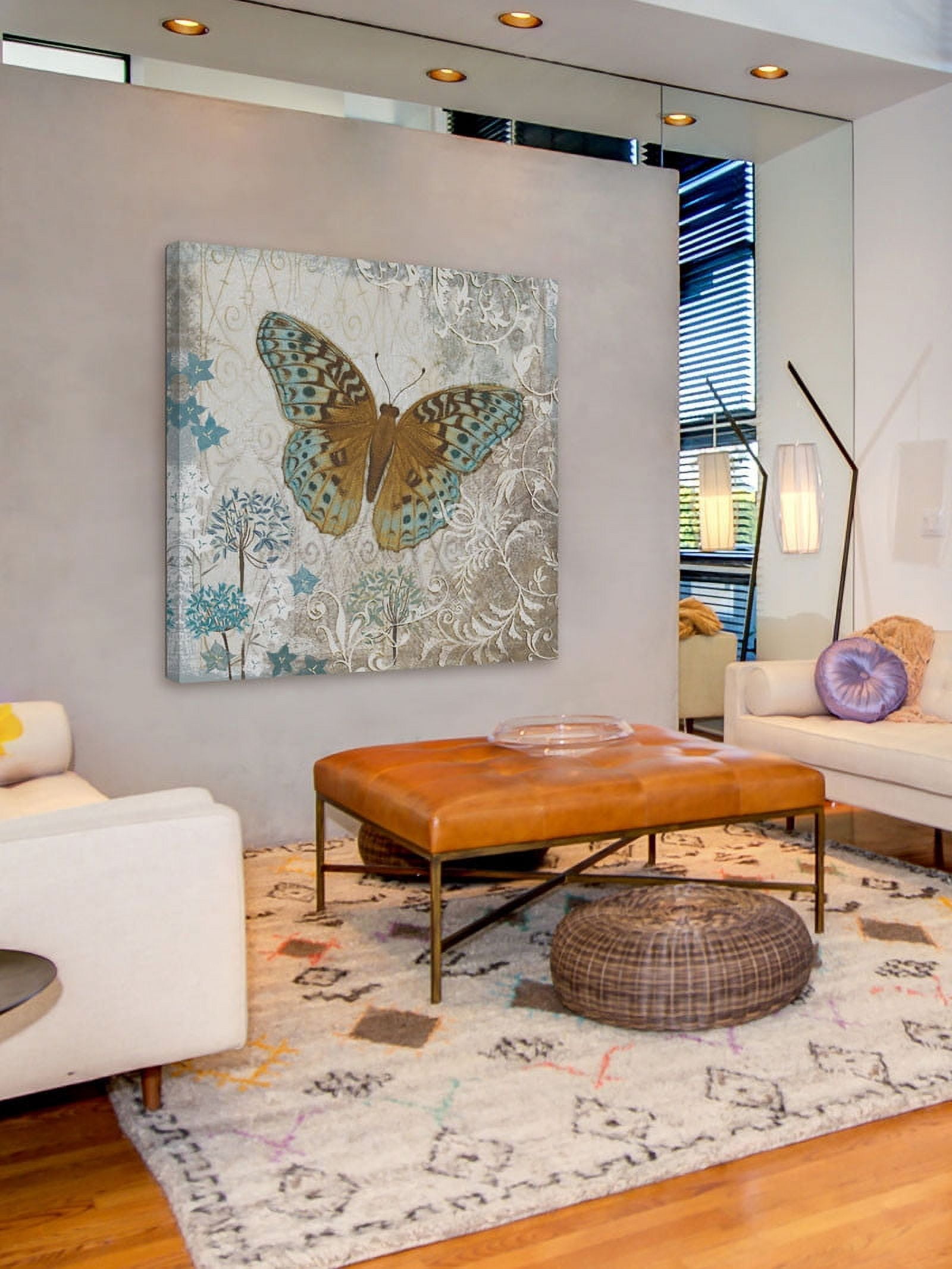 Marmont Hill 'Blue Linen Butterfly' by Alan Hopfensperger Painting Print on Wrapped Canvas