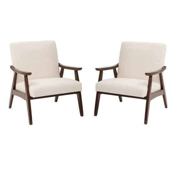 Home Square 2 Piece Linen Fabric Chair Set in Beige