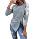 thumbnail image 5 of TRKIYQC Mujer Primavera Otoño Casual Tops Manga Larga O Cuello Irregular Dobladillo Encaje Floral Camiseta TRKIYQC moda, 5 of 10