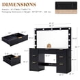 thumbnail image 3 of Merluxy 47.2" Girls Vanity Desk with Large Mirror and Adjustable LED Lights, 7 Drawers Makeup Table with Glass Top and Charging Station, Black, 3 of 9