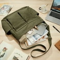 thumbnail image 5 of AOUNQ Canvas Tote Bag Messenger Bag,Vintage Crossbody Bag for Women Men,Casual Shoulder Laptop Bags for School Work Travel,Army Green, 5 of 7