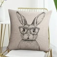 thumbnail image 7 of Pillowcases Bunny with Leopard Glasses Linen Cushion Case Cute Bunny Rabbit Patio Furniture Pillowcases 16"x16" for Living Room Bedroom Couch Sofa Chair Bed, 7 of 7