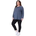 thumbnail image 3 of DARING DIVA Women's Plus Crew Neck Casual Pullover Knit Blouse Top 1X Dark Blue, 3 of 6