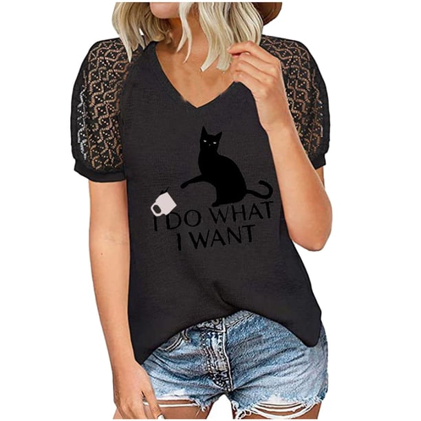 Blusa informal de manga corta con cuello en V y manga corta para mujer Pompotops hkajfhjk460020