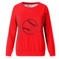 thumbnail image 5 of Bmisegm Sweat à Capuche Sans Manches pour Femmes, Col Rond, Imprimé Baseball, Rouge L, 5 of 5