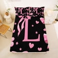 thumbnail image 5 of Erosebridal Letter L Monogrammed Full Size Sheets,Pink Ribbon Bow Girls Bed Sheets For Kids 4pcs, 5 of 6