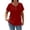 Red, variant on Womens Tops Women's Bubble Wrinkled Textured Fabric V Neck Pullover Layered Collar Button Decor Loose Short Sleeve Casual T Shirt Top M