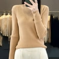 thumbnail image 6 of Gyexs V Neck Sweaters for Women Casual Long Sleeve Crewneck Pullover Tops Warm Soft Wool Seamless Pullover Womens Winter Clothes, Gold, Size XL, 6 of 6