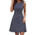 thumbnail image 2 of Women'S Casual Dresses 2025 Sleeveless Striped Mini Dress High Waisted A Line Dresses Navy Blue L, 2 of 9