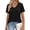 Black, variant on MOYIKO Women Summer T-Shirt V Neck Short Sleeve Pleats Basic Tee Shirt Lake Green Loose Fit Dressy Top L