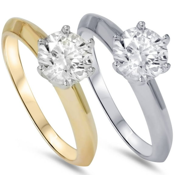 Pompeii 3/4CT IGI Certified Diamond Solitaire Engagement Ring 14K White and Yellow Gold