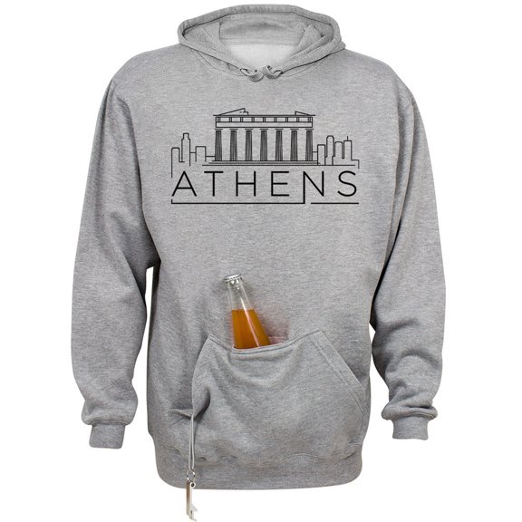 Skyline Athens Greece Beer Holder Tailgate Hoodie Sweatshirt Unisex Large Oxford