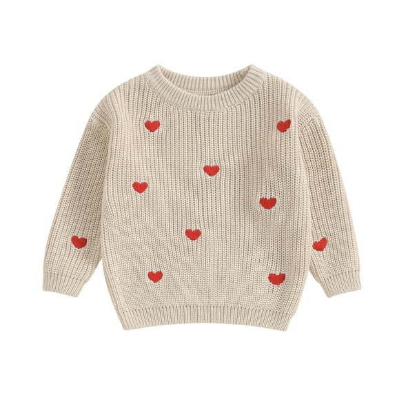 Newborn Baby Girl Sweaters 3M 6M 9M 12M 18M Cute Long Sleeve Heart Embroidery Knit Pullovers Infant Jumper Tops
