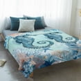 thumbnail image 4 of Coastal Seahorse Blue Blanket Soft Cozy Warm Throw Blanket for Couch, Plush Fuzzy Flannel Fleece Blankets for Sofa, Summer Beach Nautical Coral Starfish Bed Blankets Gifts for Men, 40"x50", 4 of 9