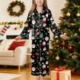 thumbnail image 2 of Gubotare Cute Girl Christmas Pajamas Girls 2 Piece Floral Pajama Set Long Sleeve Wide Leg Set Cute Pjs Loungewear Sleepwear Size 9-10 (Black,9-10 Years), 2 of 9