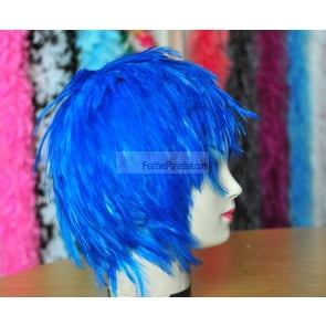 Dark Turquoise Hackle feather Wig Halloween Costume Wig Blue Bird Costume