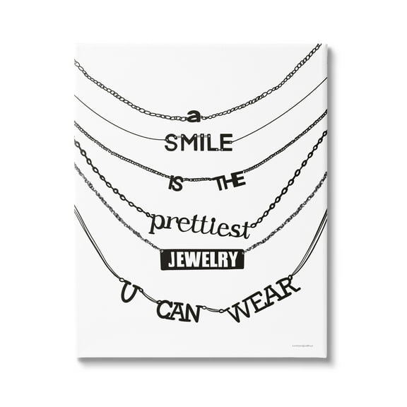 Stupell Industries Smile Glam Quote Chic Necklace Varied Text Design Graphic Art Gallery Wrapped Canvas Print Wall Art, Design by Kamdon Kreations