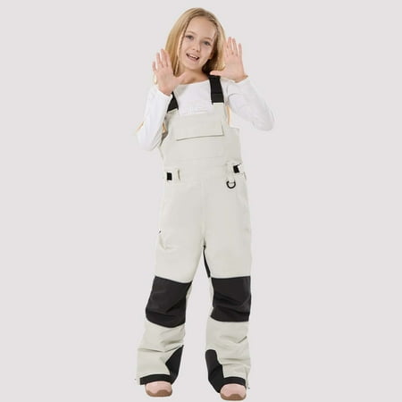 MAIHAN-Kids Snow Bib - Boys and Girls Insulated Waterproof Ski Pants Overalls Kids Snow Pants Baggy Ski Pants Snowboarding & Winter Outdoor Play(Beige2 6-7 Years)