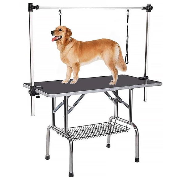 36" Professional Dog Pet Grooming Table, Heavy Duty Stainless Steel Pet Dog Cat Grooming Table with Adjustable Arm, Maximum Capacity Up to 300Lb (36", Black)