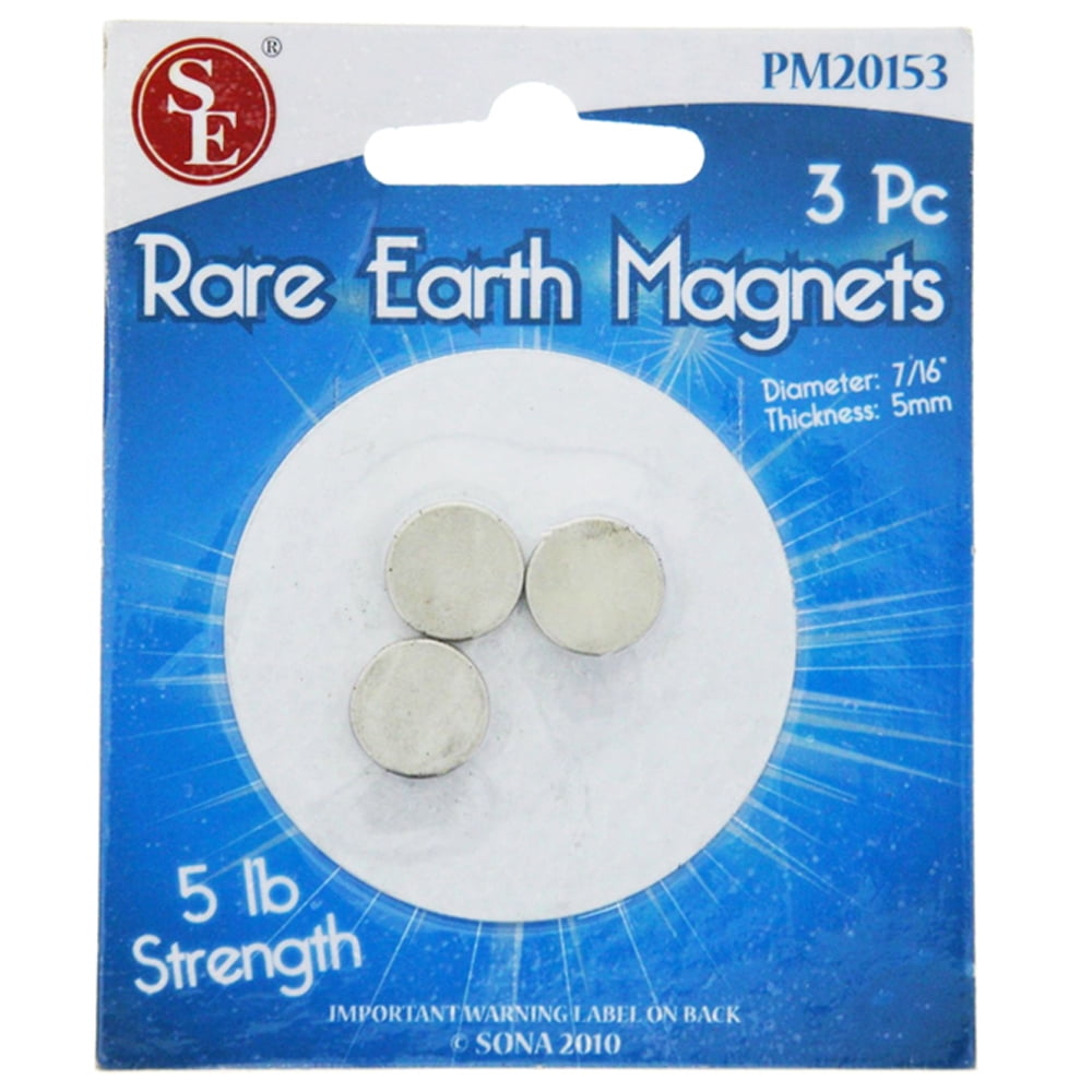New 5lb 3pc Pull Super Strong Neodymium Round Rare Earth Magnets 7/16" Dia