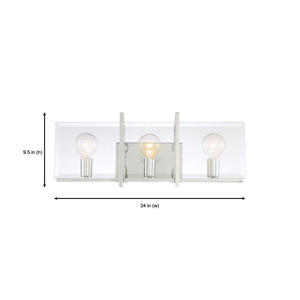 Designers Fountain Ethan Polished Nickel 3 Light Bathroom Vanity Light Fixture, 93603-PN