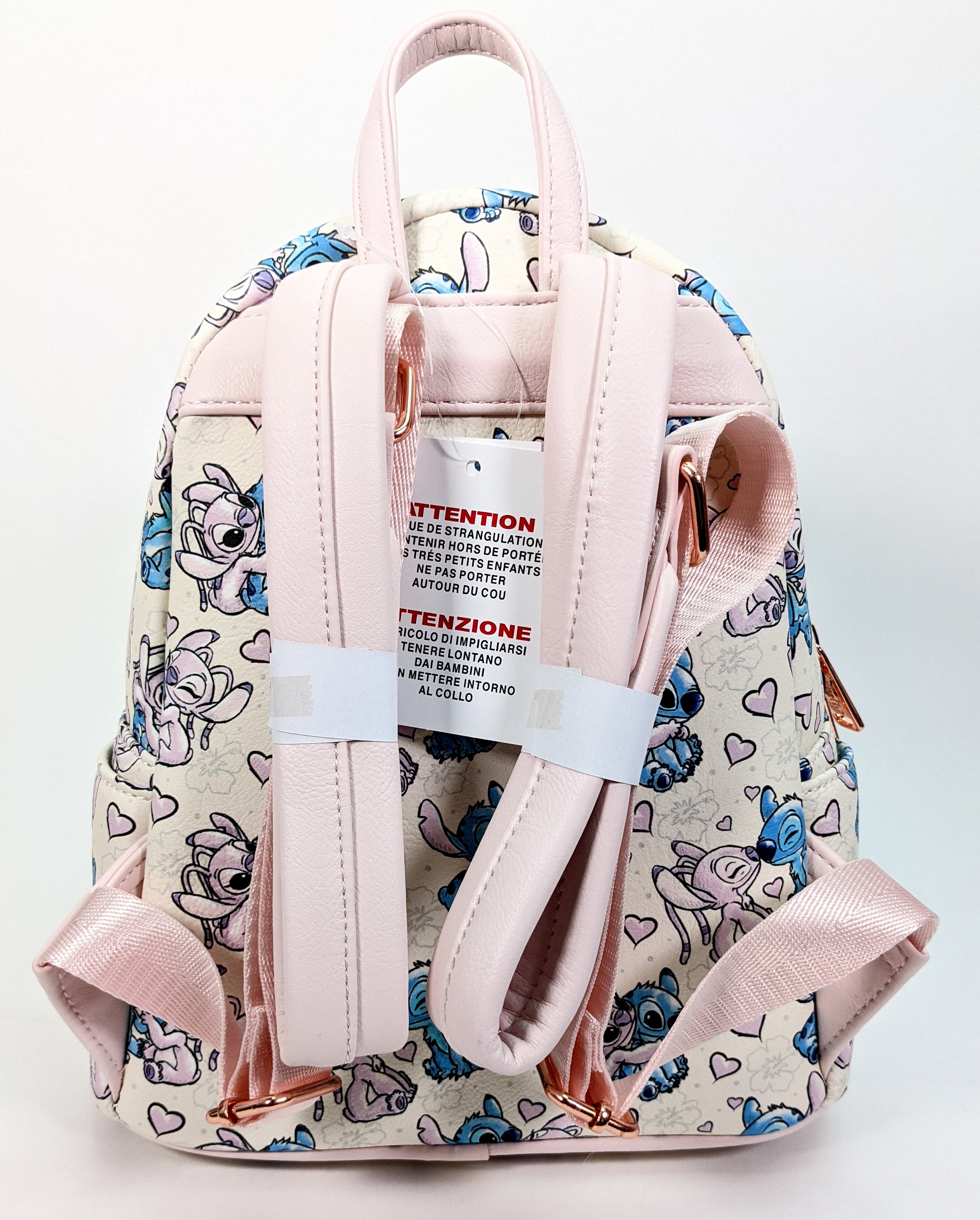 Loungefly Lilo and Stitch and Angel Couple Pink Mini Backpack