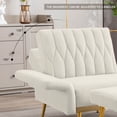 thumbnail image 4 of TTGIEET Velvet Accent Chair with Ottoman, Modern Upholstered Tufted Armchair, Comfy Single Sofa Chair Side Chair with Golden Metal Legs& Adjustable Arms for Living Reading Room Bedroom Office (Cream), 4 of 8