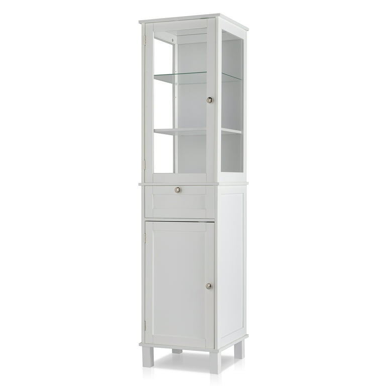 MXARLTR Linen Cabinet, Tall Narrow Slim Storage Cabinet with Storage  Basket, Linen Tower with Barn Door and 5 Shelves Freestanding Floor Storage
