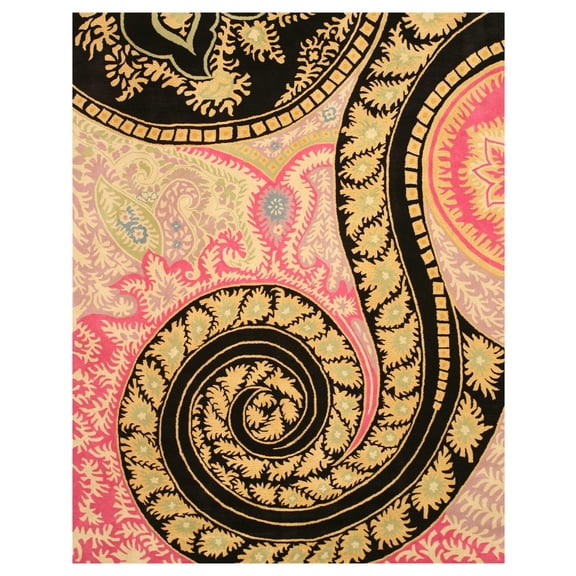 EORC Black Contemporary Paisley Rug
