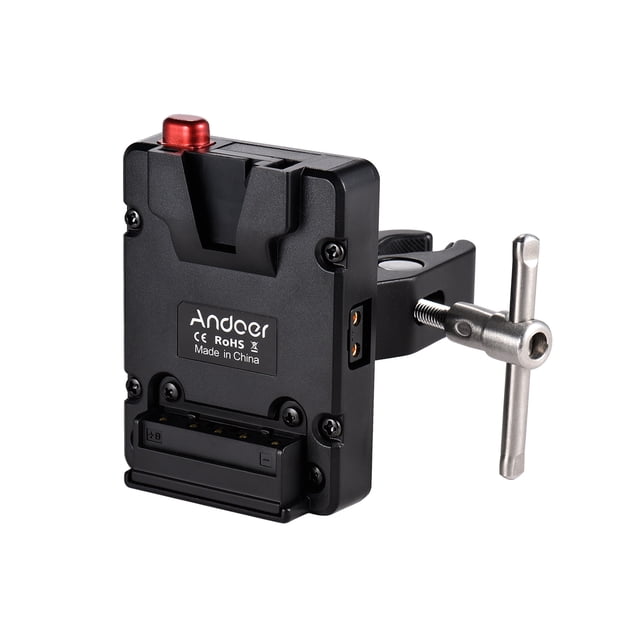 Andoer Placa de alimentación Andoer WY-VG-SX para batería mini V-lock con pinza de cangrejo, ideal para cámaras y dispositivos externos.