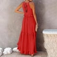 thumbnail image 3 of Pejock Summer Dresses for Women 2023 Casual Halter Round-Neck Solid Bage Sleeveless Vest Long Dress Red M (US Size:6), 3 of 5