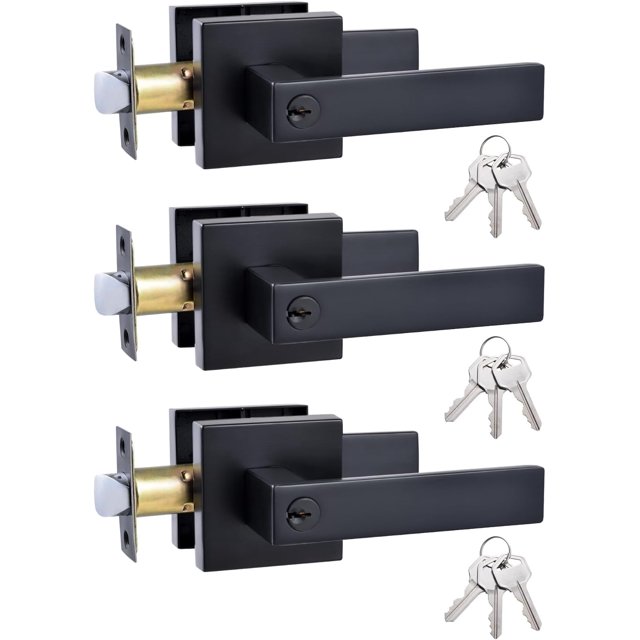 Levier de Porte Style Droit à Clé comme Fonction d'Entrée Poignée de Porte Extérieur Intérieur Serrure d'Entrée avec Clés Poignée de Porte Mate