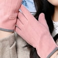 thumbnail image 5 of QSAWXQZ Women's Fleece Velvet Thermal Gloves Solid Windproof Waterproof Warmer Athletic Gloves for Outdoor Pink Free Size, 5 of 6