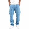 thumbnail image 4 of Jovrlynd Mens Cargo Sweatpants Drawstring Elastic Waist Baggy Pants with Pockets Plus Size Casual Fleece Loose Joggers, S-3XL, 4 of 7