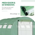 thumbnail image 4 of Outdoor Storage Shed Outsunny 13' x 10' x 6.5' Walk-in Tunnel Greenhouse with 2 Zippered Mesh Doors & 10 Mesh Windows, Upgraded Gardening Plant Hot House with Galvanized Steel Hoops, Green,Small Stor, 4 of 8