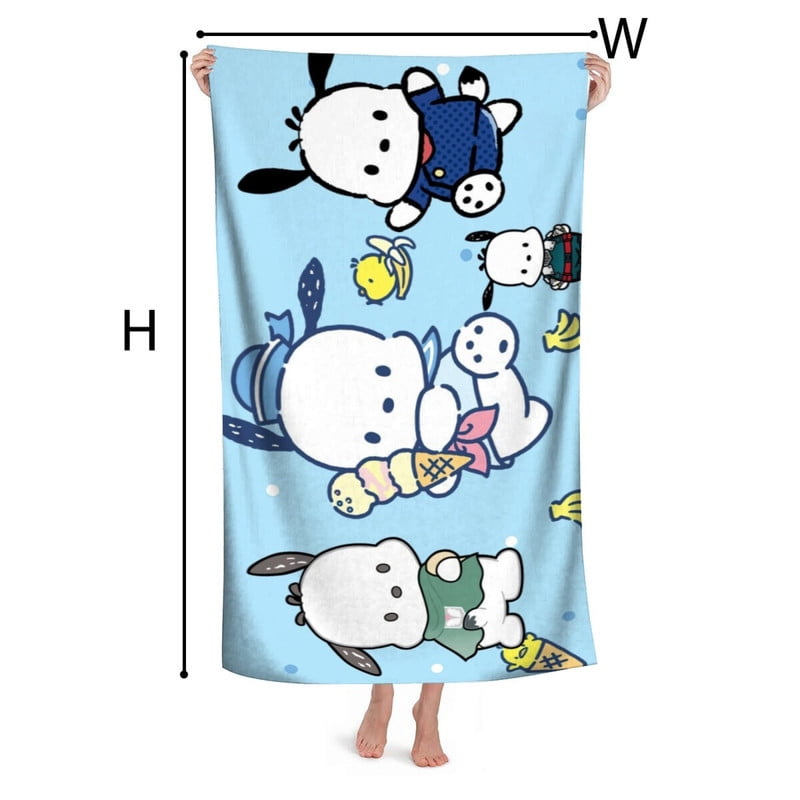 pochacco Gifts Beach Towel for Women Girl Birthday Inspired Fan Bath Outdoor Music Lover