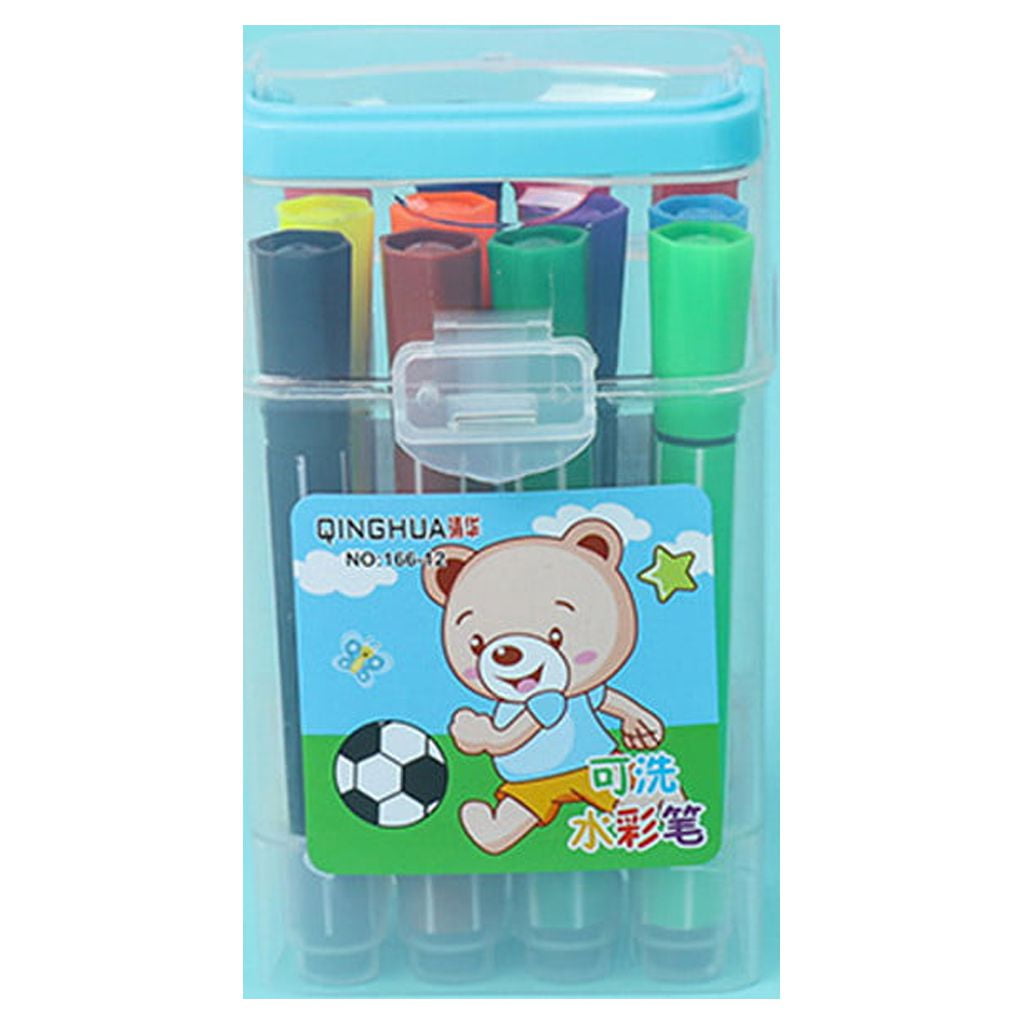 Clearance! Fdelink Colored Pens 12PCs 12 Colors Chlidren Study Painting Stationery Watercolor Marker Pen Sets Blue
