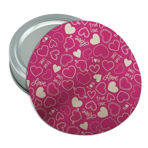 Cute Hearts Love Pattern on Pink Round Rubber Non-Slip Jar Gripper Lid Opener