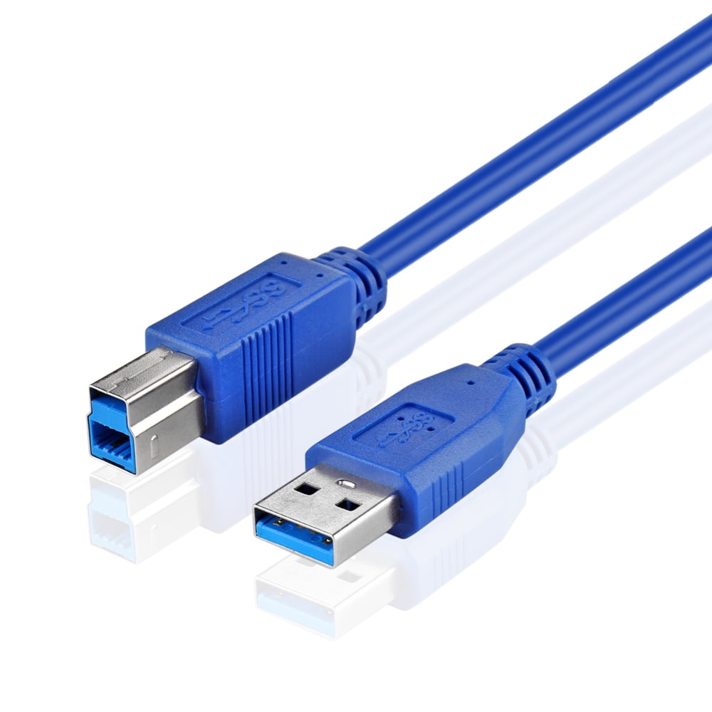 Krydderi på overflade USB 3.0 Type A to B Cable (10 Feet) Superspeed Printer Data Sync Charging  Extension Male to Male M/M Connector Wire Cord Plug Jack in Blue -  Walmart.com
