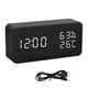 thumbnail image 1 of Reloj despertador LED Mesa de madera Humidómetro Termómetro Control de voz Temporizador de escritorio digital, Madera negra Luz blanca Inevent HA004025-05, 1 of 7