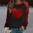 thumbnail image 2 of Womens Valentines Sequin Tops Love Heart Graphic Valentine's Day Womens Sparkling Graphic Tee Long Sleeve Cute Hearts Shirt Tops(Red,XXL), 2 of 4